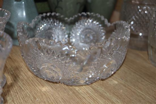 A pair of 19th century cut glass decanters and other cut glasswares